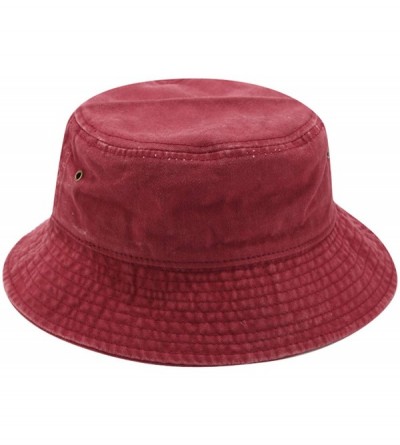 Bucket Hats Unisex 100% Cotton Bucket Hat Retro Packable Sun hat for Men Women - Wine Red - C4198MTD99T $15.99