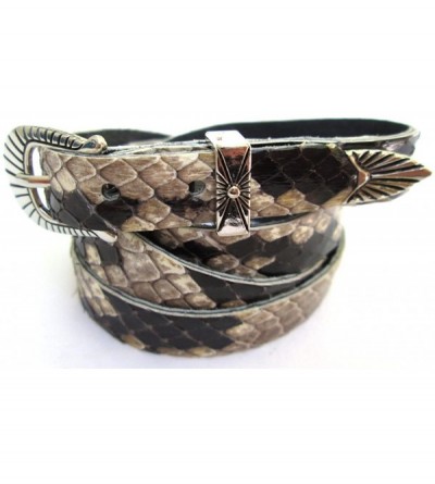 Cowboy Hats Western Hatband Black & White Genuine Python Snake Skin with 3 Pc Buckle Set - CK117ULGHQF $55.07