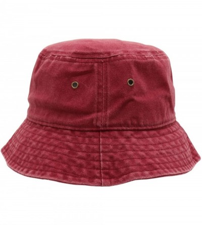 Bucket Hats Unisex 100% Cotton Bucket Hat Retro Packable Sun hat for Men Women - Wine Red - C4198MTD99T $15.99