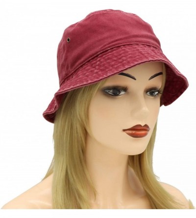 Bucket Hats Unisex 100% Cotton Bucket Hat Retro Packable Sun hat for Men Women - Wine Red - C4198MTD99T $15.99