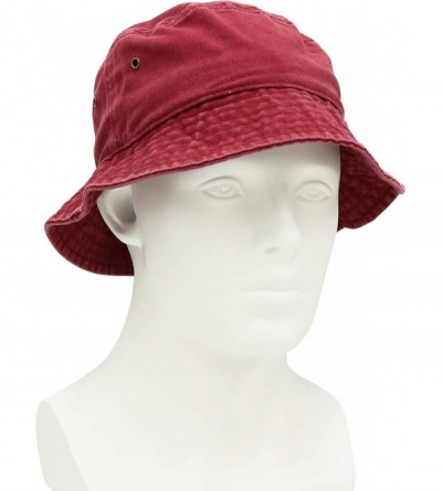 Bucket Hats Unisex 100% Cotton Bucket Hat Retro Packable Sun hat for Men Women - Wine Red - C4198MTD99T $15.99
