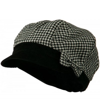 Newsboy Caps Libby Houndstooth Cabbie Cap - Black W16S53F - CF11C0N07NH $23.27