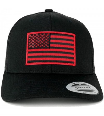 Baseball Caps American Flag Patch Snapback Trucker Mesh Cap - Black - Black Red Patch - CI12ITQZ3F5 $36.65
