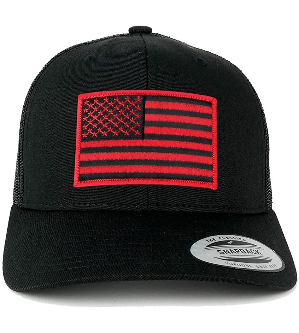 Baseball Caps American Flag Patch Snapback Trucker Mesh Cap - Black - Black Red Patch - CI12ITQZ3F5 $21.62