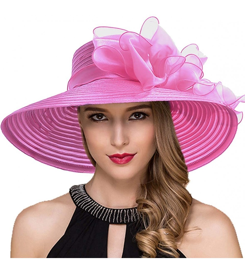 Bucket Hats Women Kentucky Derby Church Dress Cloche Hat Fascinator Floral Tea Party Wedding Bucket Hat S052 - S062-rose - CI...