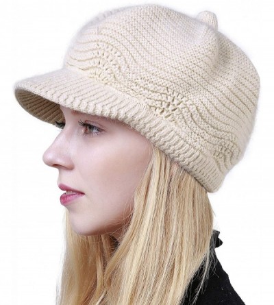 Skullies & Beanies Women's Winter Warm Slouchy Cable Knit Beanie Skull Hat with Visor - A-beige - CF18HKC6OZR $12.20