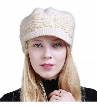 Skullies & Beanies Women's Winter Warm Slouchy Cable Knit Beanie Skull Hat with Visor - A-beige - CF18HKC6OZR $12.20