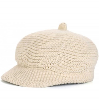 Skullies & Beanies Women's Winter Warm Slouchy Cable Knit Beanie Skull Hat with Visor - A-beige - CF18HKC6OZR $12.20