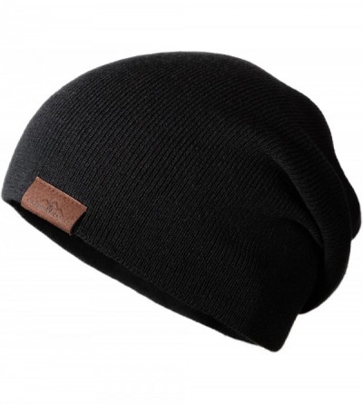 Skullies & Beanies Beanie Slouchy Cuffed Skull Cap for Men and Women - Black - CI185KHSKC6 $17.73