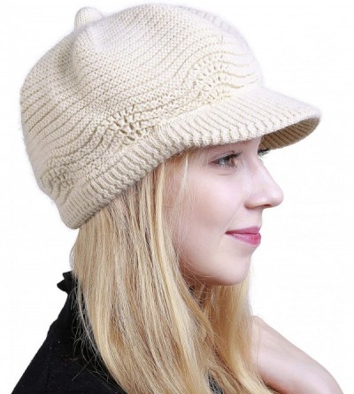 Skullies & Beanies Women's Winter Warm Slouchy Cable Knit Beanie Skull Hat with Visor - A-beige - CF18HKC6OZR $12.20