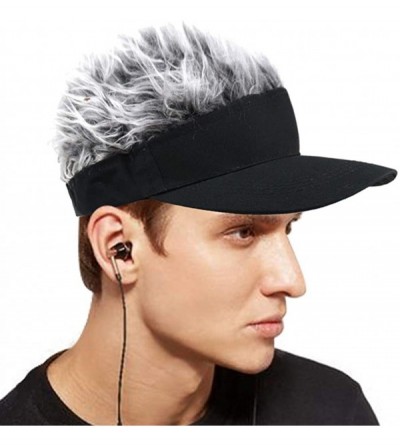 Visors 2019 New Updated Flair Hair Visor Fashion Wig Baseball Cap Golf Hats - Black-gray - C018S8UNNMO $14.51