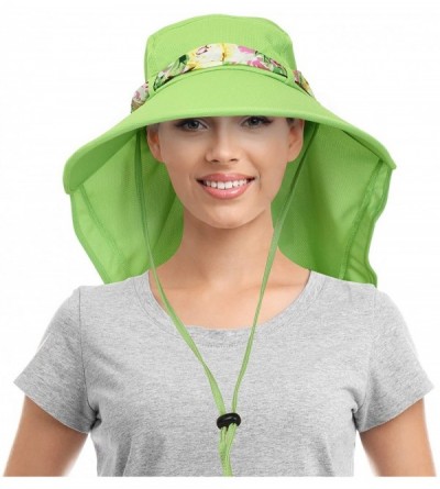 Sun Hats Womens Sun Hats Neck Flap Large Brim UV Protection Foldable Fishing Hiking Cap - Green - CC180CQ8I70 $15.83