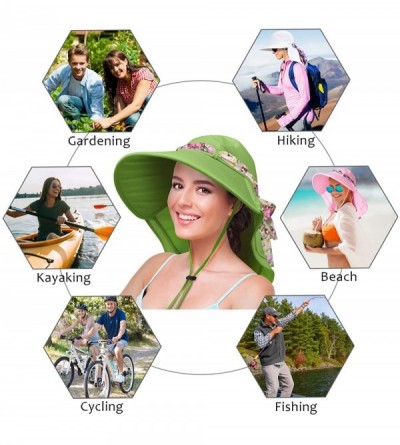 Sun Hats Womens Sun Hats Neck Flap Large Brim UV Protection Foldable Fishing Hiking Cap - Green - CC180CQ8I70 $15.83