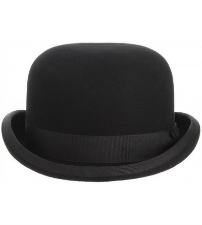 Fedoras Men's Wool Derby Bowler Hat Satin Lined Roll Short Brim Fedora Hat Gentleman Hat with Feather - Black - CU18KGGDRTQ $...