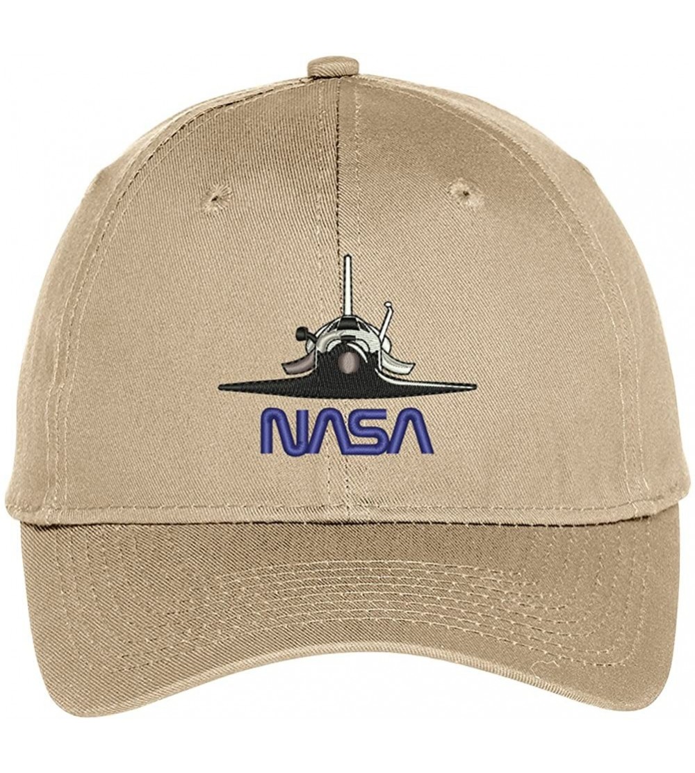 Baseball Caps Space Shuttle NASA Embroidered Snapback Adjustable Baseball Cap - Khaki - CS12KMEQZIL $16.36