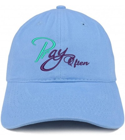 Baseball Caps Pray Often Embroidered Low Profile Brushed Cotton Cap - Carolina Blue - CV188TKY4RY $20.16