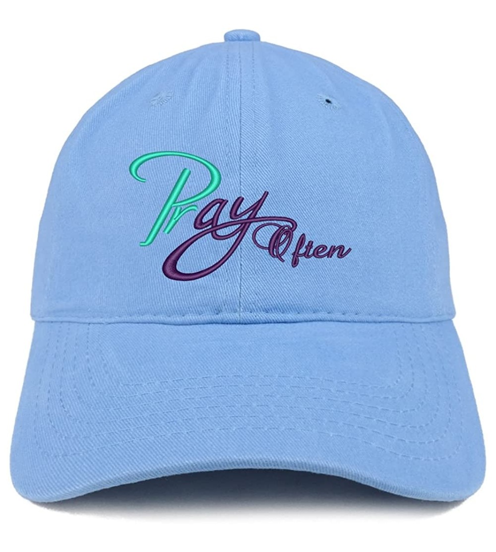 Baseball Caps Pray Often Embroidered Low Profile Brushed Cotton Cap - Carolina Blue - CV188TKY4RY $20.16