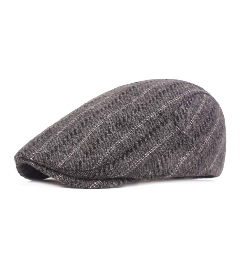Newsboy Caps Men's Classic Herringbone Tweed Cotton Flat Cap Soft Lined Driving Hat - Gray - CE18A0E3R2Z $10.05