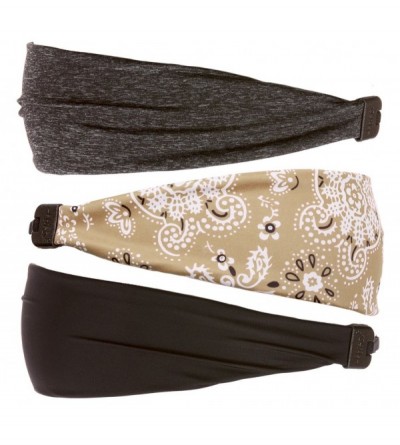 Headbands Adjustable & Stretchy Printed Xflex Wide Headbands for Women Girls & Teens (Black/Tan/Charcoal 3pk) - CR18998AD9W $...