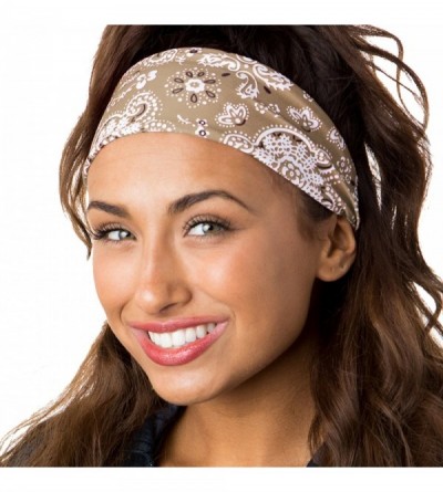 Headbands Adjustable & Stretchy Printed Xflex Wide Headbands for Women Girls & Teens (Black/Tan/Charcoal 3pk) - CR18998AD9W $...