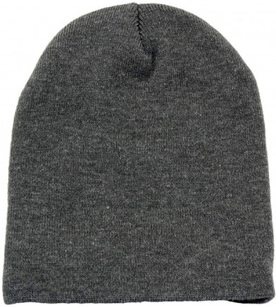 Skullies & Beanies Short Plain Beanie - Winter Unisex Plain Knit Hat - Heather Grey - CH187RLGI3U $9.14
