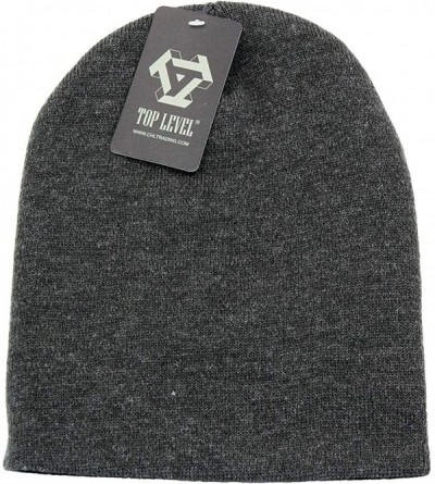 Skullies & Beanies Short Plain Beanie - Winter Unisex Plain Knit Hat - Heather Grey - CH187RLGI3U $9.14