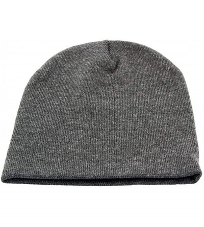 Skullies & Beanies Short Plain Beanie - Winter Unisex Plain Knit Hat - Heather Grey - CH187RLGI3U $9.14