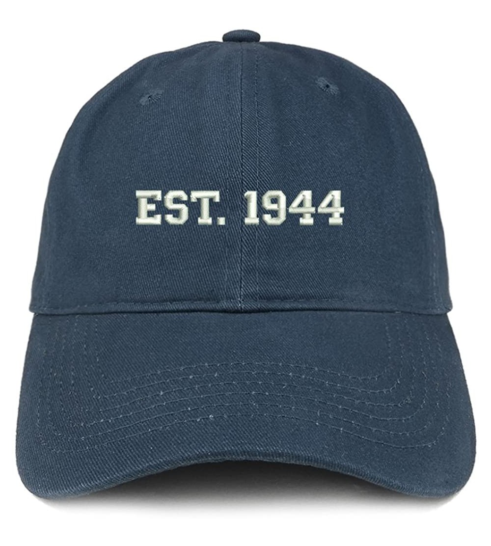 Baseball Caps EST 1944 Embroidered - 76th Birthday Gift Soft Cotton Baseball Cap - Navy - CF182KOLMSR $20.10