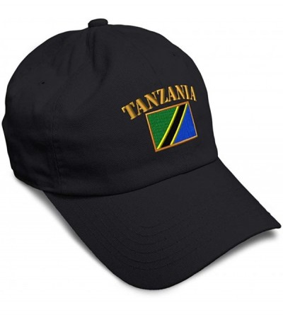 Baseball Caps Soft Baseball Cap Tanzania Flag Embroidery Twill Cotton Dad Hats for Men & Women - Black - C018YSY45Y7 $18.84