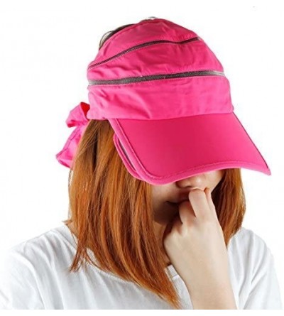 Visors Sun Visor Hat for Women-Summer Outdoor Workout Expanding Brim Sport Cap - Rose Pink - C212JDYYD71 $23.61