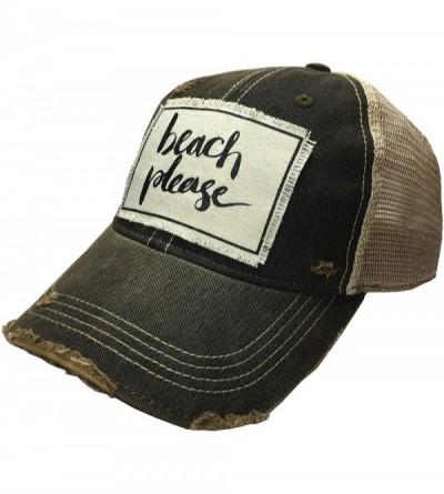 Baseball Caps Distressed Washed Fun Baseball Trucker Mesh Cap - Beach Please (Black) - CO193TQ3IL7 $26.32