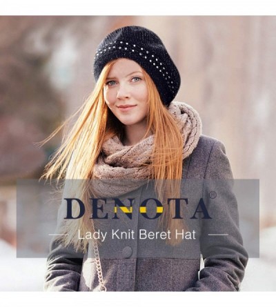 Berets Knit Berets for Women Winter Chic Skull Caps Slouchy Beanie Hat - Black - CA18Y7EL0ZD $14.48