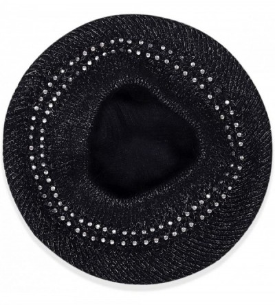Berets Knit Berets for Women Winter Chic Skull Caps Slouchy Beanie Hat - Black - CA18Y7EL0ZD $14.48