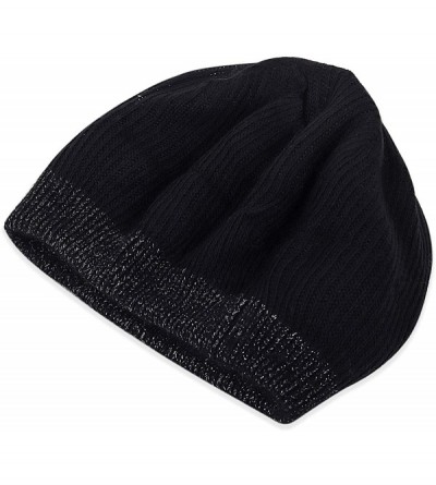 Berets Knit Berets for Women Winter Chic Skull Caps Slouchy Beanie Hat - Black - CA18Y7EL0ZD $14.48