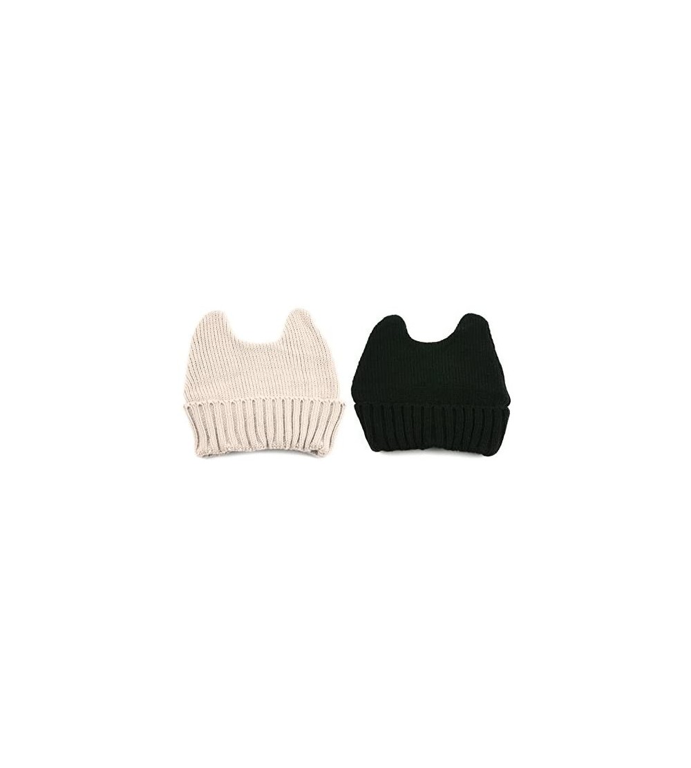 Skullies & Beanies Women Pussy Cat Beanie - 2 Pcs Black & Beige - CM128SOU8IF $10.91