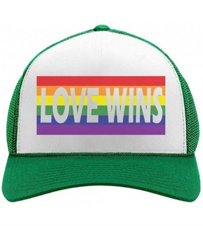 Baseball Caps Love Wins Pride Parade Hat Gay & Lesbian Pride Rainbow Flag Trucker Hat Mesh Cap - Green/White - C018CTAOCH7 $2...