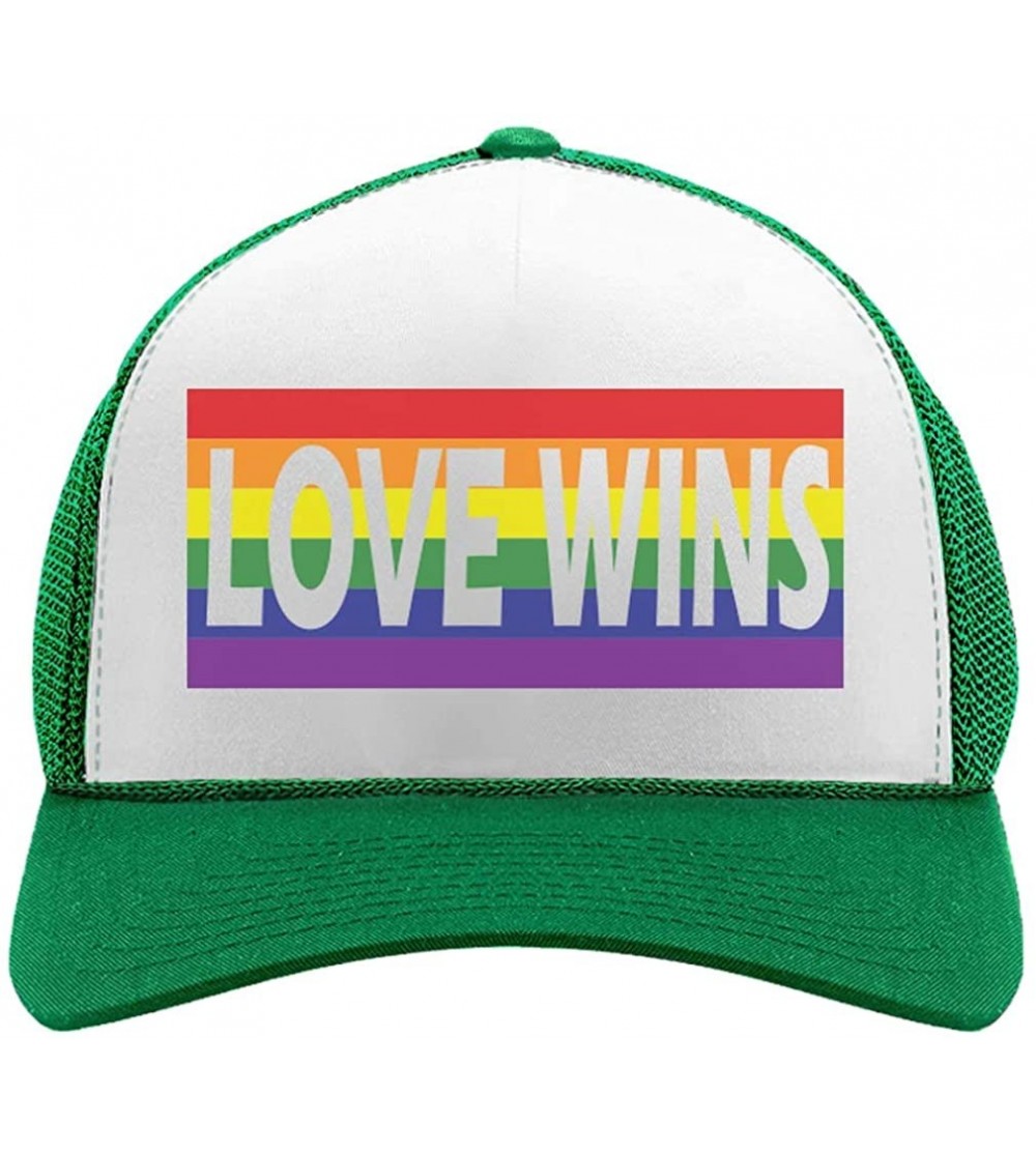 Baseball Caps Love Wins Pride Parade Hat Gay & Lesbian Pride Rainbow Flag Trucker Hat Mesh Cap - Green/White - C018CTAOCH7 $1...