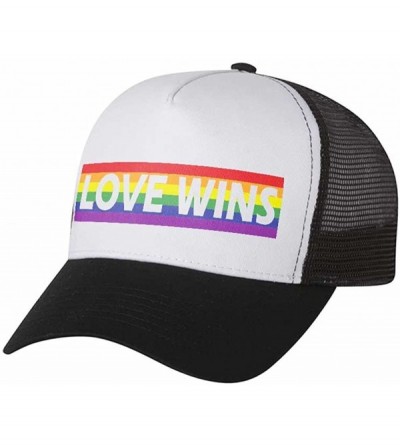 Baseball Caps Love Wins Pride Parade Hat Gay & Lesbian Pride Rainbow Flag Trucker Hat Mesh Cap - Green/White - C018CTAOCH7 $1...