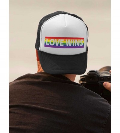 Baseball Caps Love Wins Pride Parade Hat Gay & Lesbian Pride Rainbow Flag Trucker Hat Mesh Cap - Green/White - C018CTAOCH7 $1...