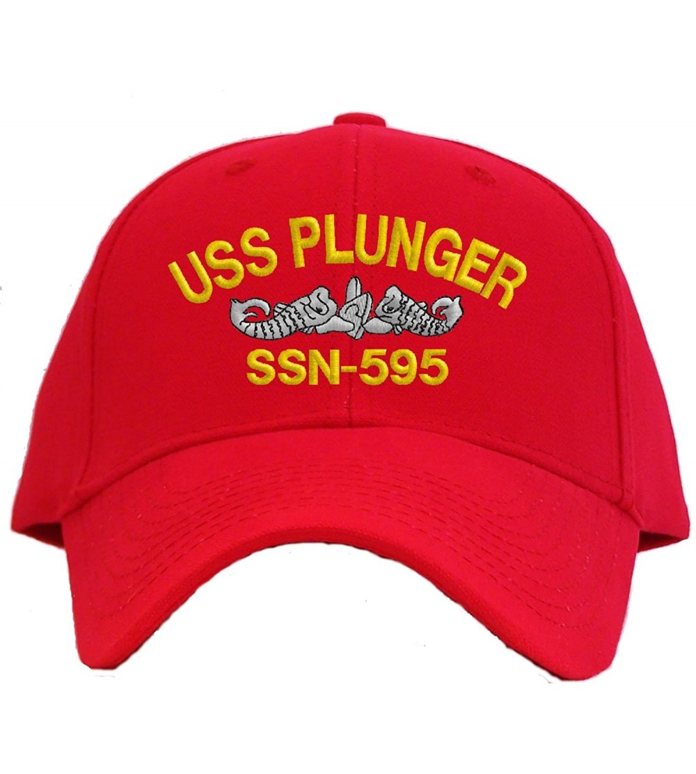 Baseball Caps USS Plunger SSN-595 Embroidered Pro Sport Baseball Cap - Red - C7180OO6NYO $21.19
