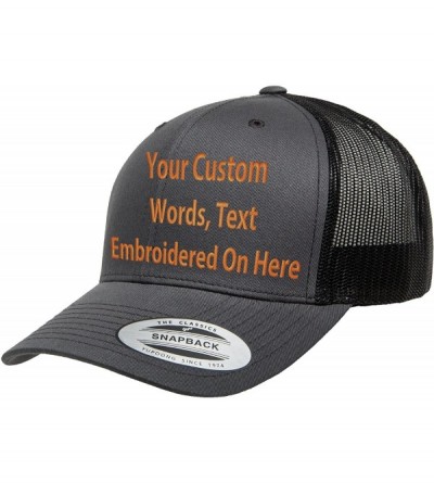 Baseball Caps Custom Trucker Hat Yupoong 6606 Embroidered Your Own Text Curved Bill Snapback - Charcoal/Black - CW1875NU3D9 $...