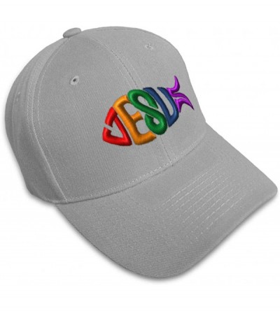 Baseball Caps Custom Baseball Cap Jesus Fish Christian B Embroidery Dad Hats for Men & Women - Gray - CF18SDZ40CA $12.57