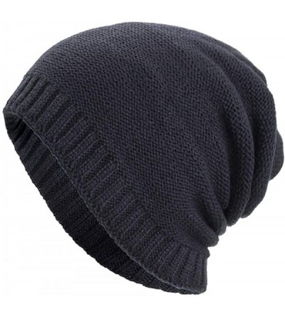 Skullies & Beanies Unisex Men Women Winter Knit Warm Hat Ski Baggy Slouchy Beanie Skull Cap - Black - C518HT8UOY4 $18.13
