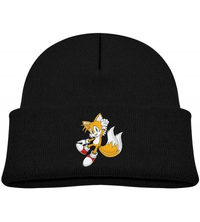 Skullies & Beanies Children Kids Winter Cozy Warm Cuffed Knit Hats- Unisex Popular Snow Caps Hat - Tails Sonic-black - C0192U...