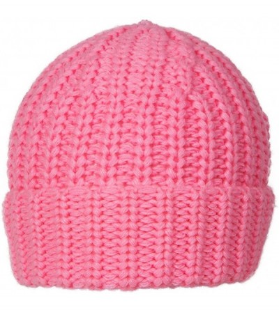 Skullies & Beanies Knitted Cuffed Beanie - Light Pink - CK11P6F1BEP $7.31