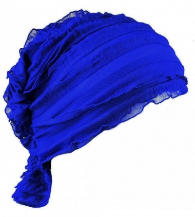 Skullies & Beanies Women Chemo Beanie Scarf Hat Covering Snood Turban Headwear for Cancer - Royal Blue - C41822N05NH $9.41