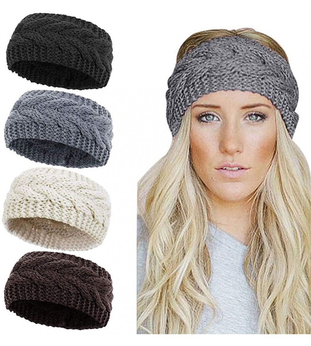 Cold Weather Headbands Womens Winter Knitted Headband - Soft Crochet Bow Twist Hair Band Turban Headwrap Hat Cap Ear Warmer -...