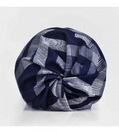 Skullies & Beanies Floral Lace Beanie Hat Chemo Cap Stretch Slouchy Turban Headwear - Blue Plaid - C819642ZEQC $8.47