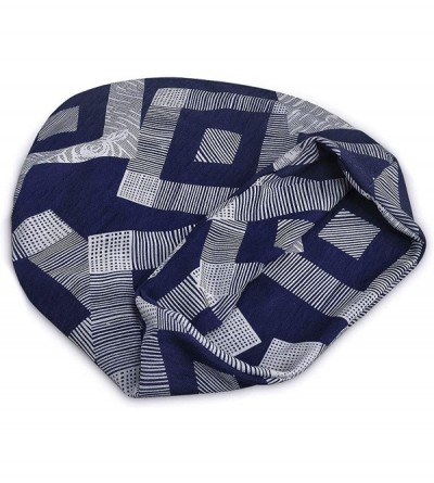 Skullies & Beanies Floral Lace Beanie Hat Chemo Cap Stretch Slouchy Turban Headwear - Blue Plaid - C819642ZEQC $8.47