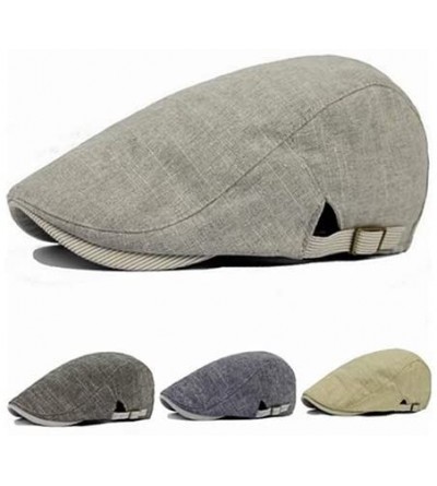 Newsboy Caps Men Vintage Cowboy Retro Cotton Cap Duckbill Beret Sunhat Casual Hip Hop Hat - Denim Blue - CR186S5ZE6N $6.95